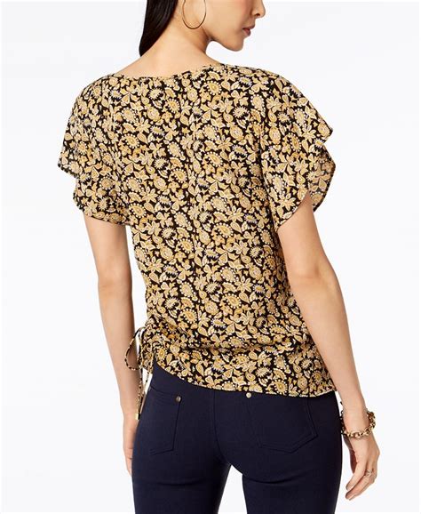 michael michael kors hi low flutter sleeve top 